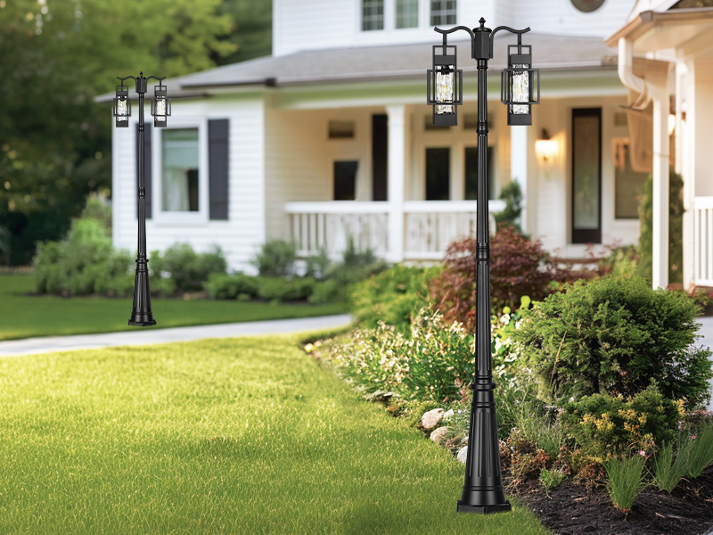 PARTPHONER Modern Outdoor Lamp Post Light 2-Head, Hardwired Street