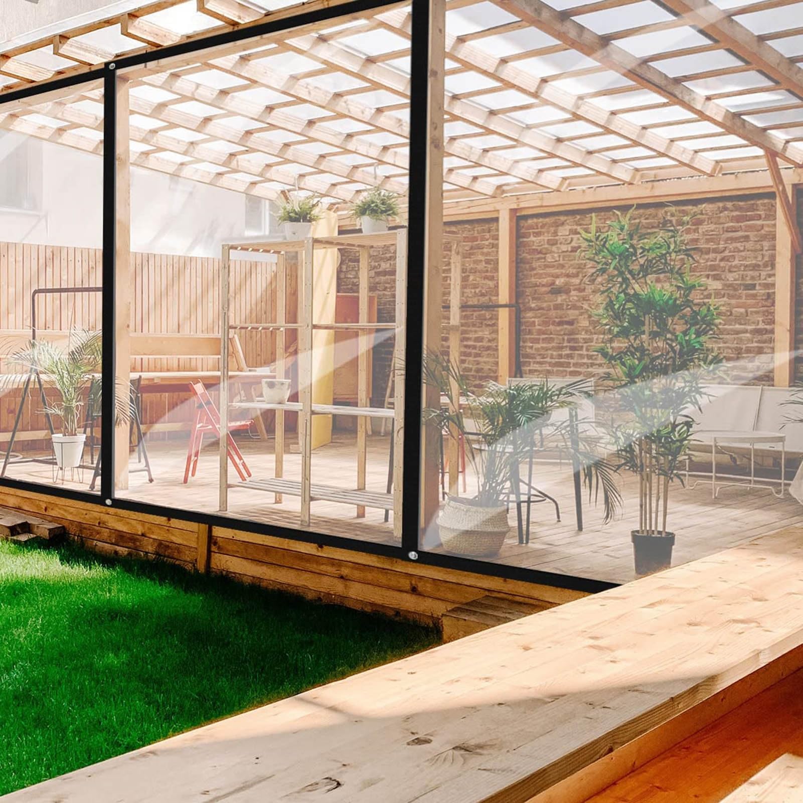 HUXNTN Transparente Plane 14 Mm – Wasserdicht, Strapazierfähig Mit Ösen, Für Garten, Terrasse & Gewächshaus