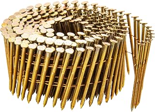 meite Siding Nails, 2-3/8" × .113" 15 Degree Full Round-Head Ring Shank Wire Collated Coil Electro-Galvanized Nails for Sheathing, Siding, Construction Applications (3,000 Counts)
