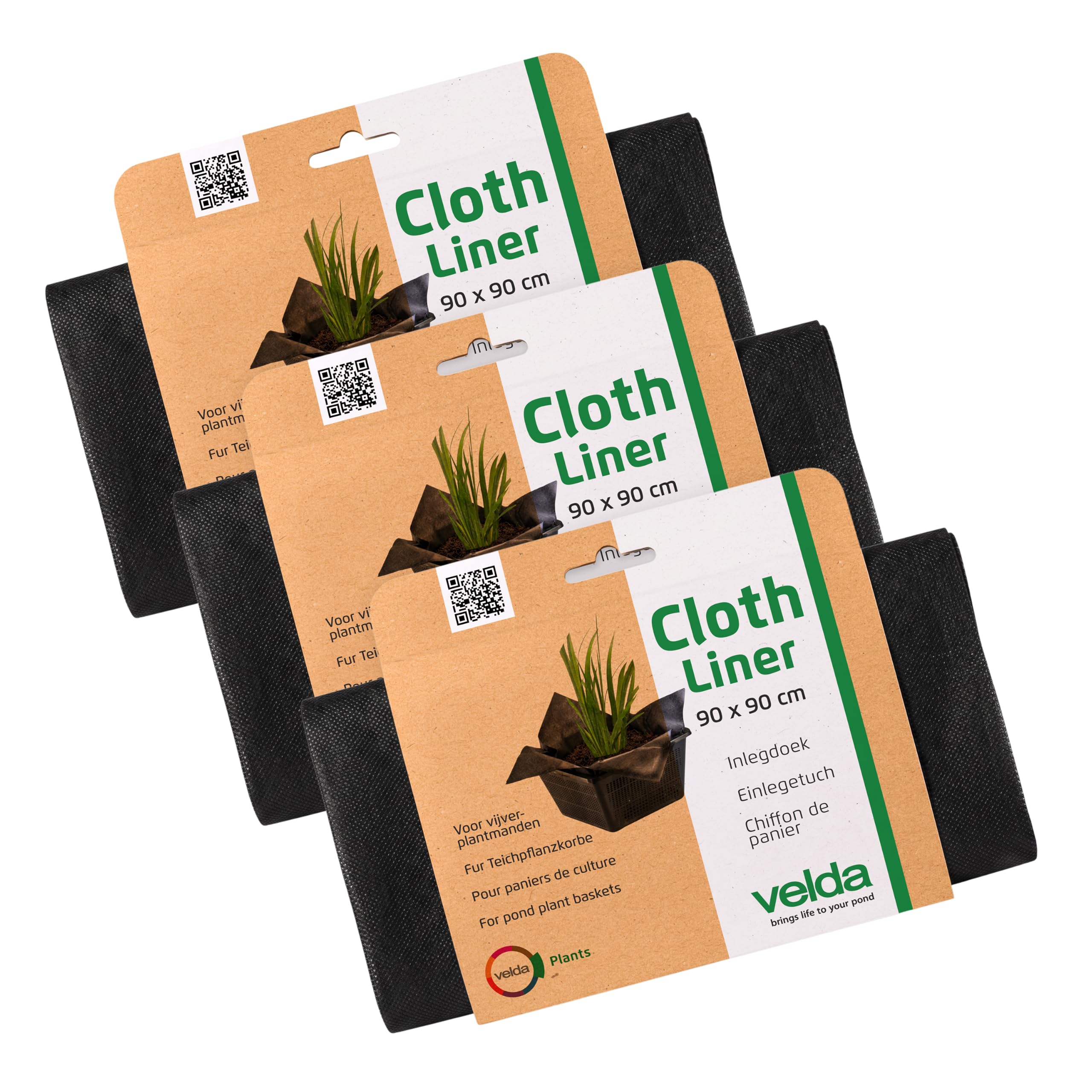 Velda Black Plant Basket Liners 90 X 90Cm (3 Pack) - Durable Pond Planter Lining Cloth - Basket Liners For Plants & Pond Baskets - Water Permeable