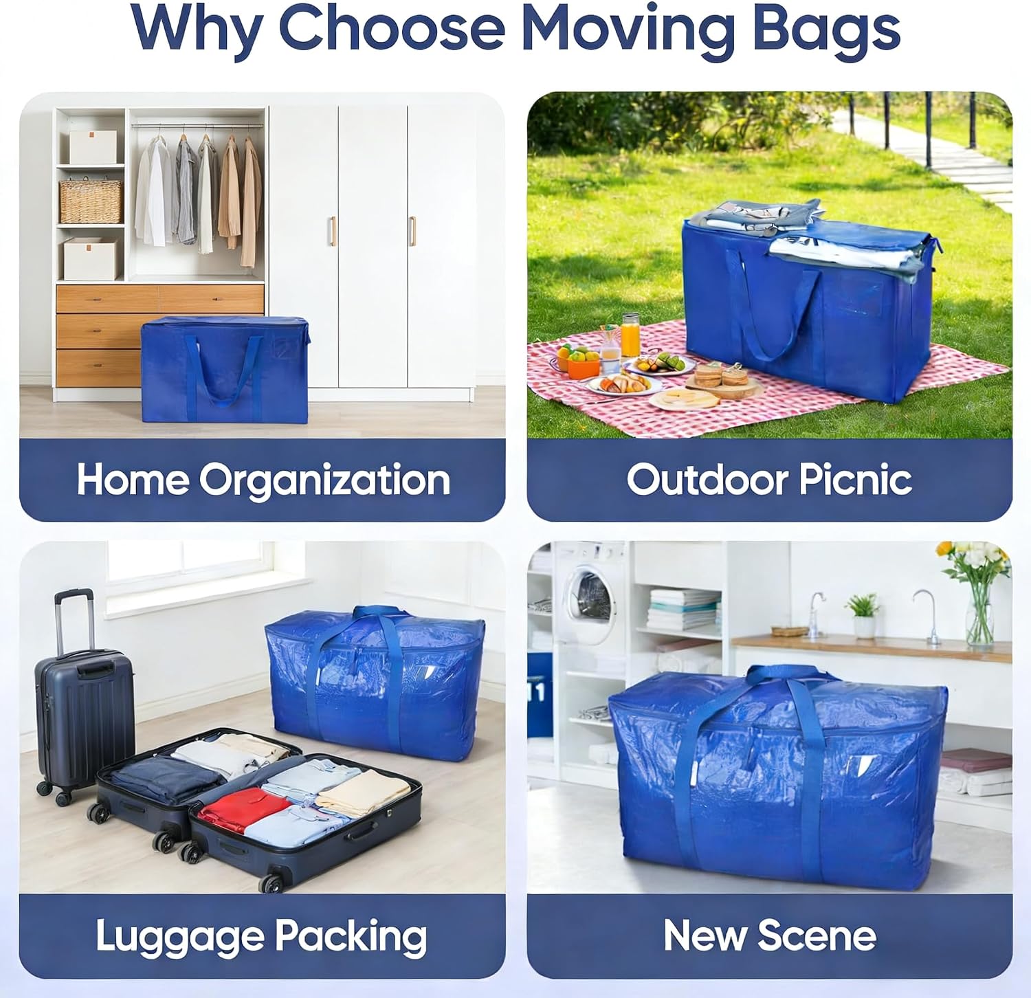 Durable Storage Bags, Reinforced Handles & Zippers for Home & Travel Storage