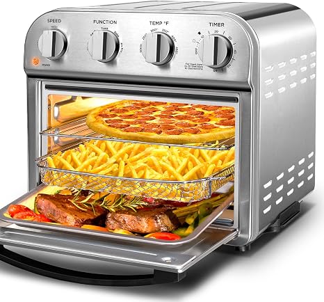 Amazon.com: Geek Chef Combo de horno tostador para freidora de aire, 4  rebanadas, tostadora, convección, freidora de aire caliente, asar, tostar,  hornear, freír, sin aceite, accesorios incluidos, acero inoxidable, plata :  Hogar