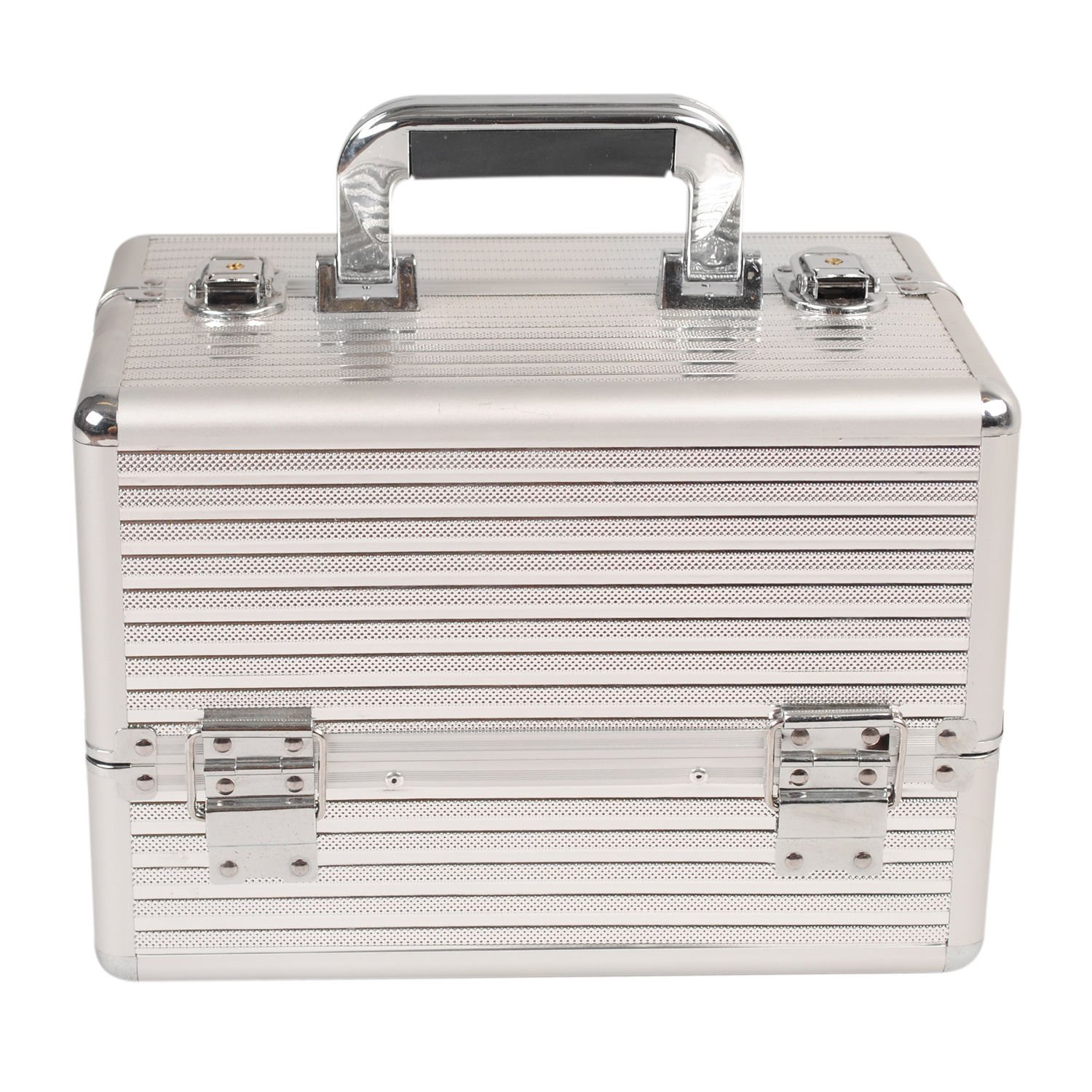 Schminkkoffer Silber Kosmetikkoffer Alu Werkzeugkoffer Nagel Koffer Beauty Case Make up Organizer