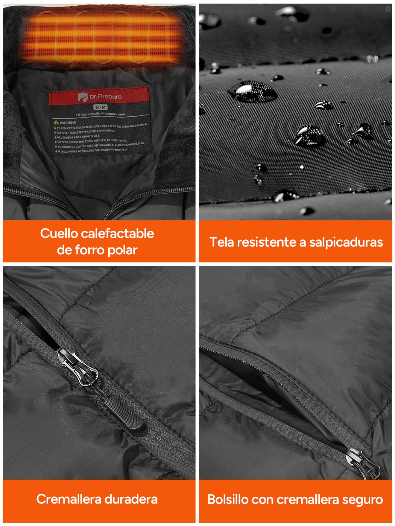 DR.PREPARE Chaleco Calefactable para Hombre y Mujer, 3 Niveles de Calefacción 10 Zonas Chaleco Térmico para Esquí Pesca Senderismo Camping