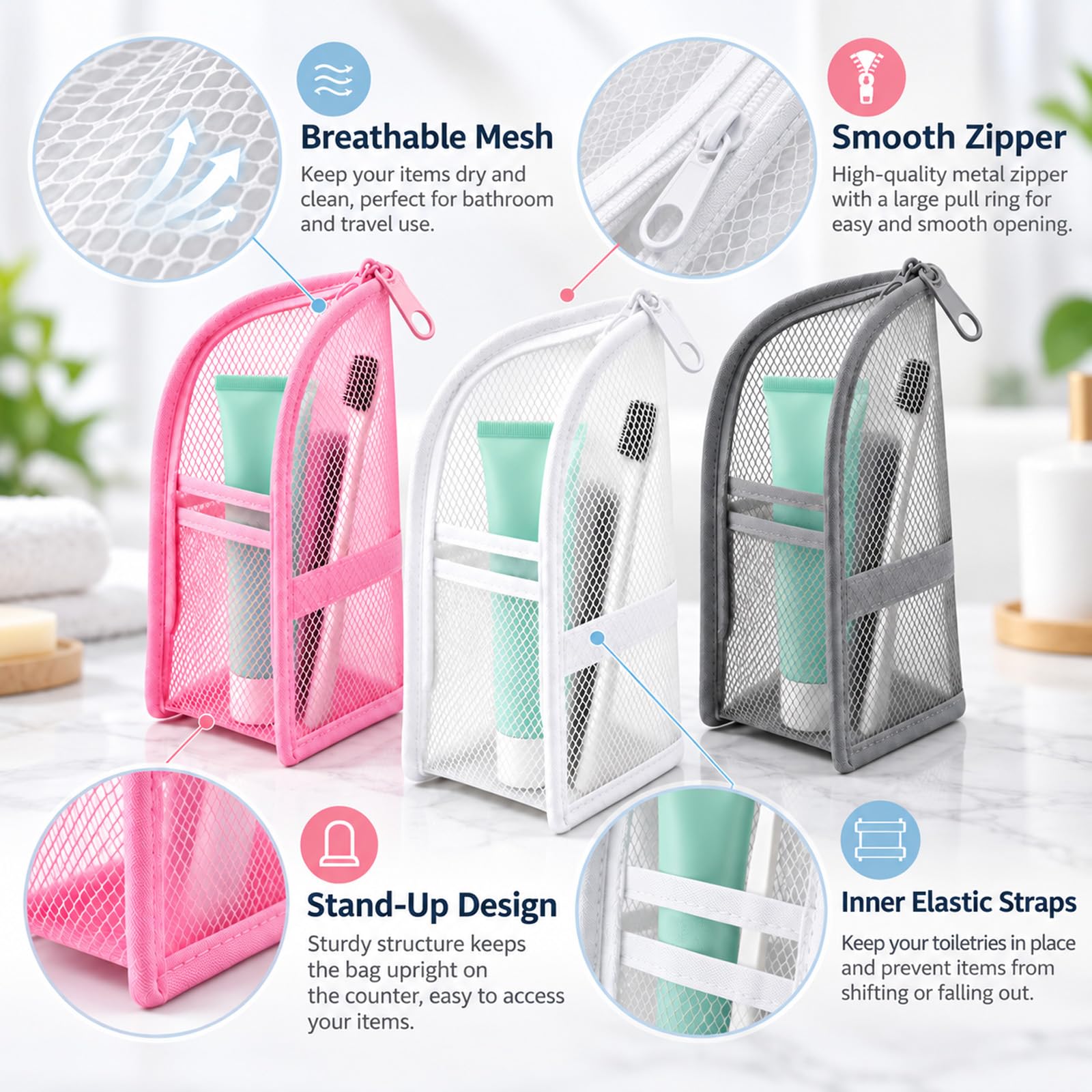 Pacchetto di 3 Neceser de Pie impermeabile: Bolsa Maquillaje y Brochas