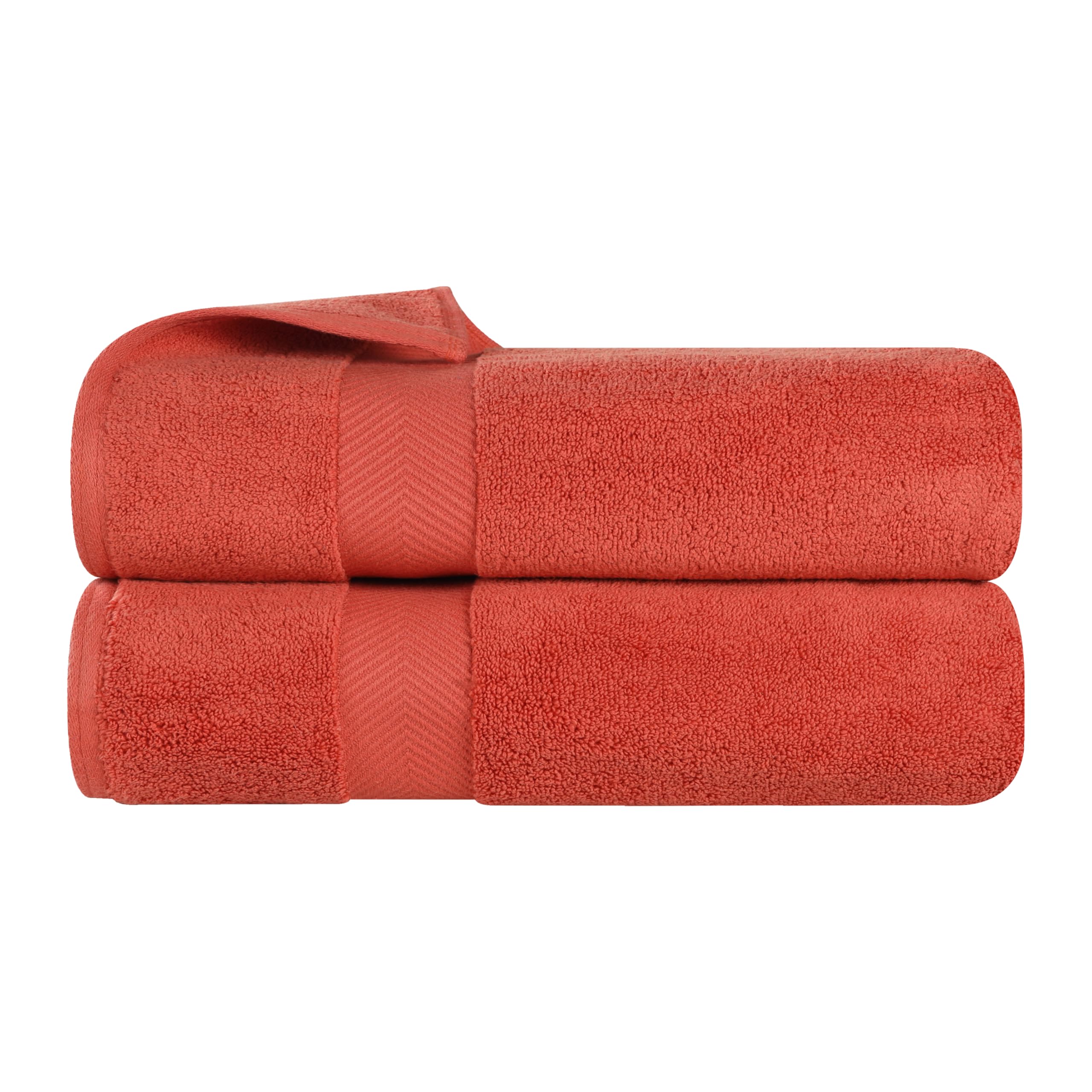 Superior Zero Twist 100% Cotton Bath Towels, Super Soft, Fluffy and Absorbent, Premium Quality Oversized Bath Towel Set of 2, Brick