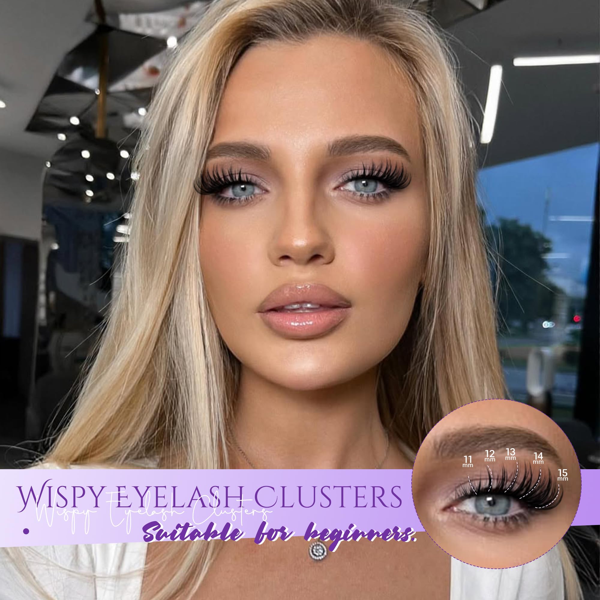 Eefofnn Wispy Wimpern-Cluster, natürliche Wimpernbügel, linke und rechte Wimpernverlängerung, CC, gelockt, einzelne Wimpern, 10–15 mm, Katzenaugen-Wimpern, dünnes Band, einfach zu verwenden