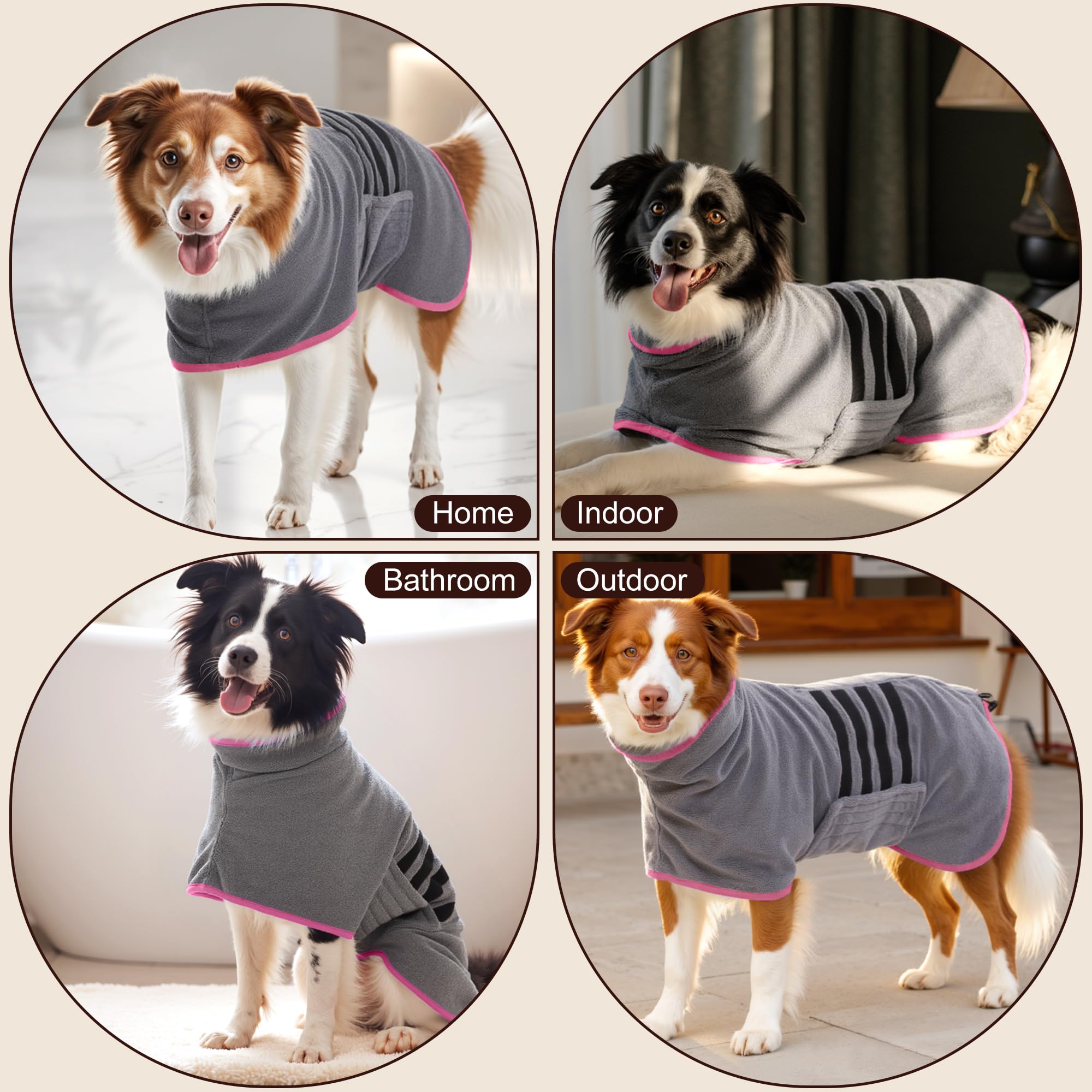 Peignoir de bain en microfibre pour chien, super absorbant, séchage rapide, réglable, pour chiens et chats