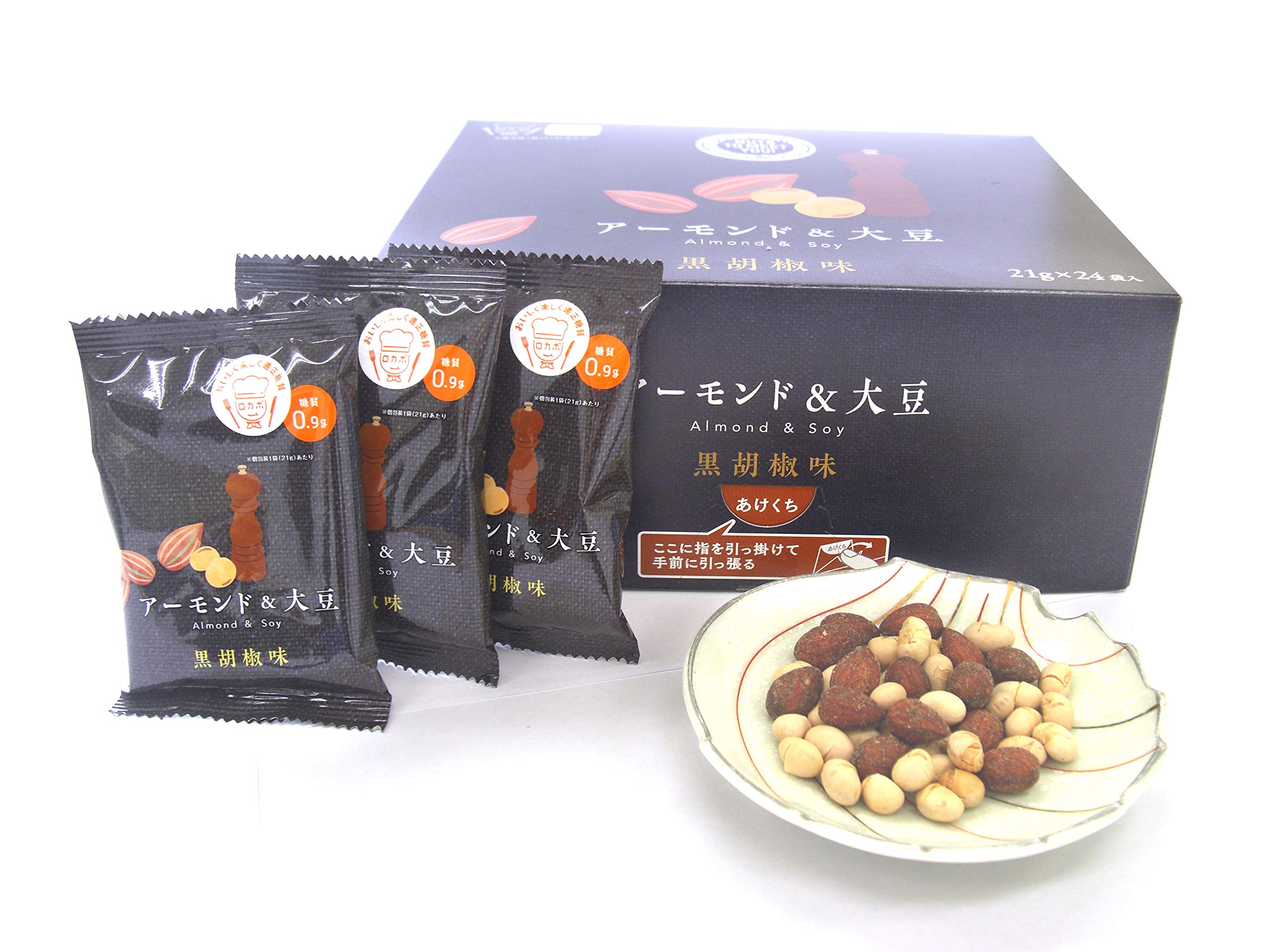 Amazon.co.jp: Nuts to Meet You アーモンド&大豆(黒胡椒味) × 24袋  