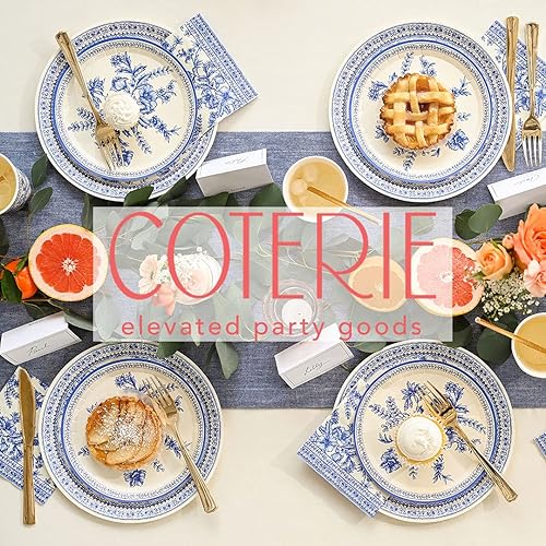Miniatura 7 de Coterie Platos de papel florales azules (juego de 10 platos pequeños)  Platos de papel azul y blanco para novia y baby shower, fiesta de jardín,