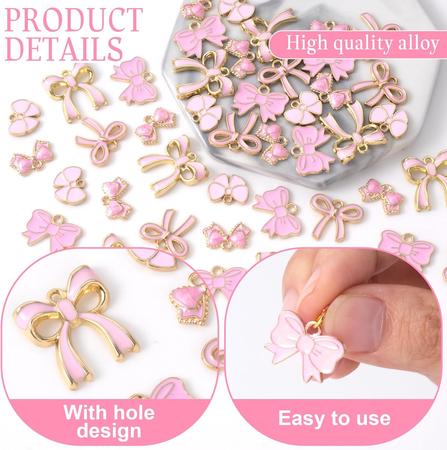 Bow Charms for Jewelry Making, Alloy Enamel Bowknot Charms, Tiny Cute Bow Pendants Decoration for DIY Earrings - Image 3