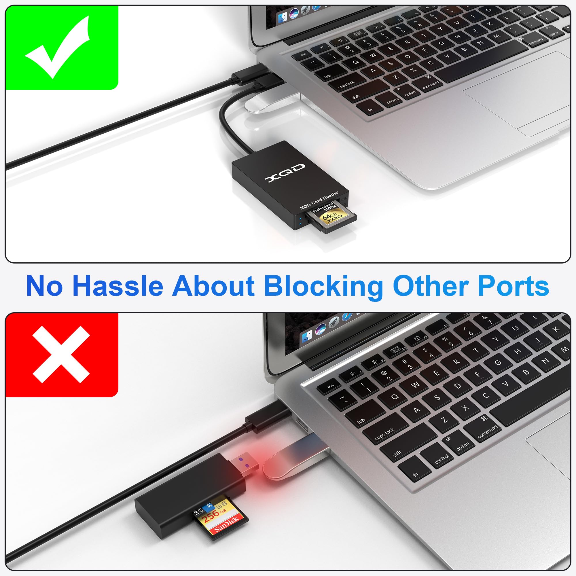 Amazon.com: XQD Card Reader, USB 3.0 Dual Slot XQD SD Memory