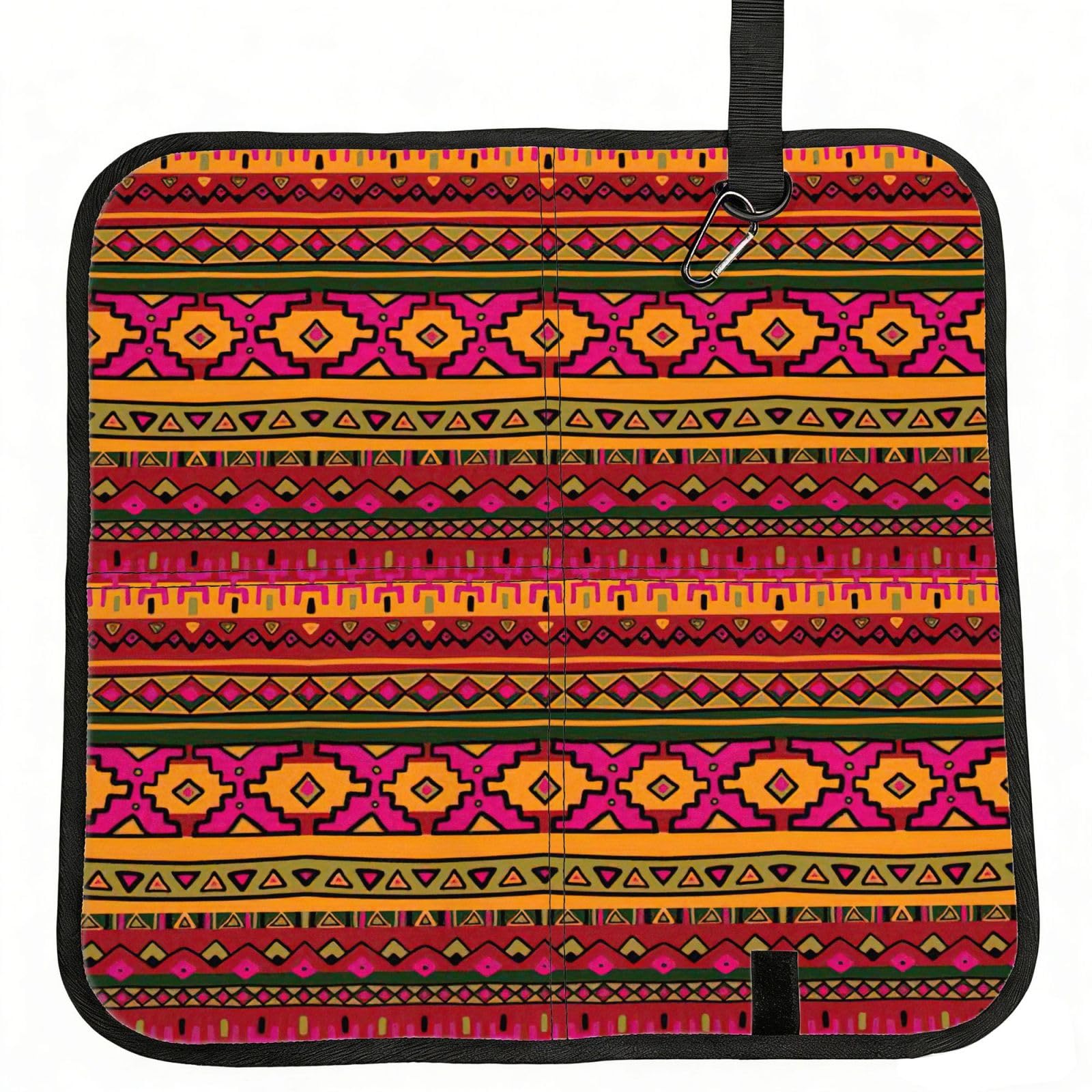 VCzsdff Mexican Folk Art Boho Print Portable Seat Cushion Folding Bleacher Pad Compact Picnic Sitting Mat Polyester 40cm