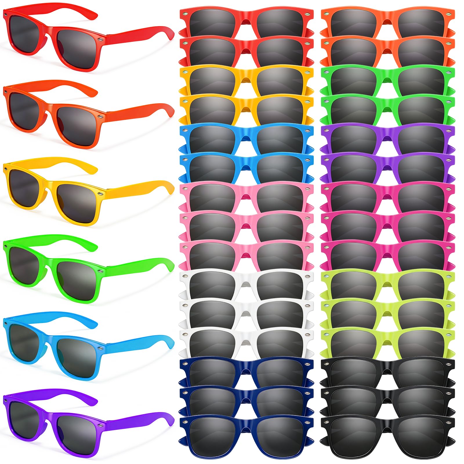 Newthinking Kids Sunglasses Multipack, 12 Colors Neon Party Sunglasses, Kids Beach Pool Glasses Party Bag Fillers for Boys and Girls, 36 PACK