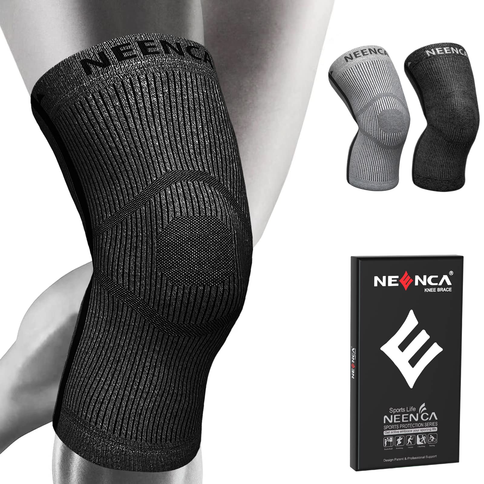 NEENCA Knee Sleeve – Knee Braces for Knee Pain, Compression Sleeve with Bamboo Carbon Fibers, Knee Support with Arthritis, Meniscus Tear, Swelling, ACL, Joint Pain Relief