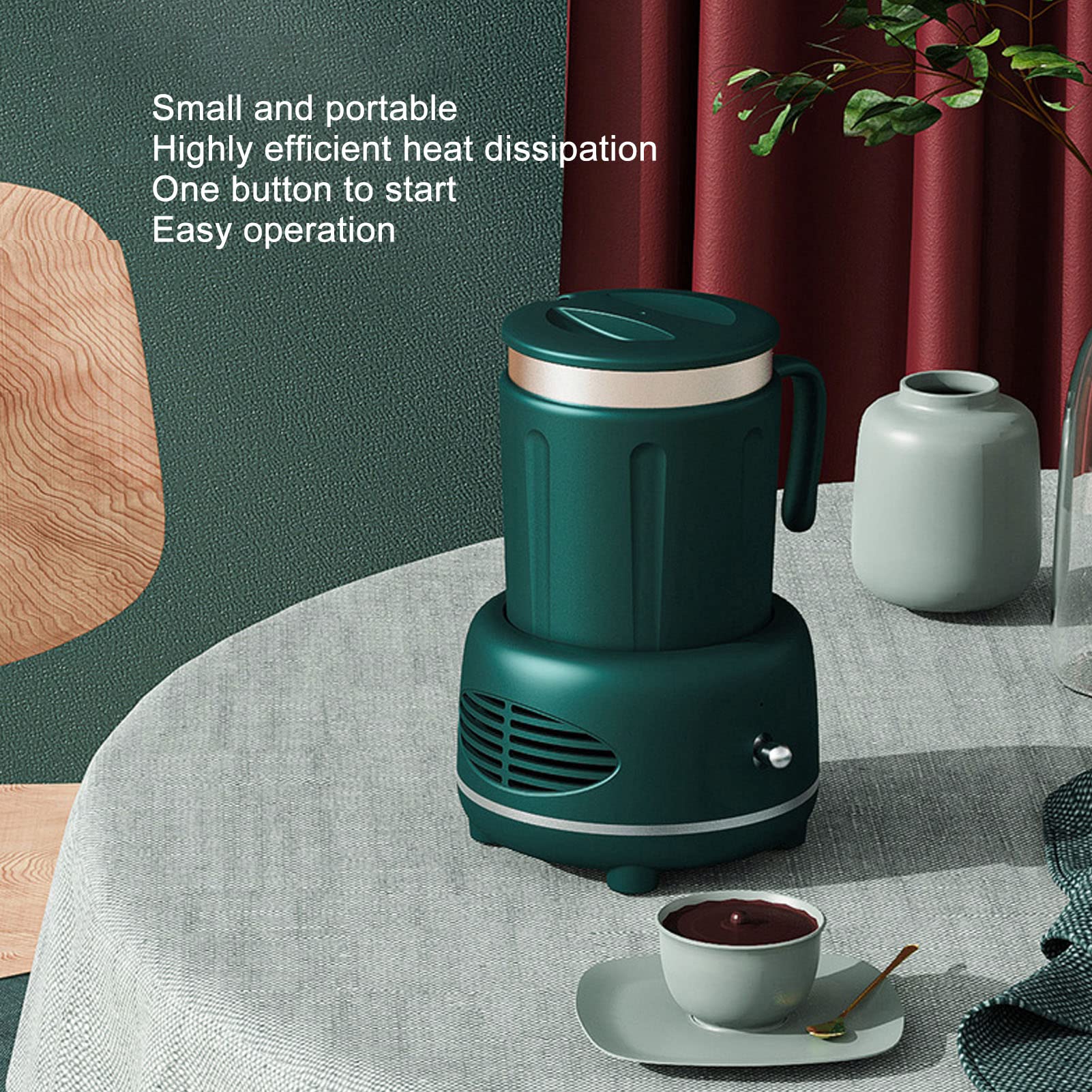 TOPINCN Calentador y Enfriador de Tazas, Taza de café con Curvo, Almohadillas Antideslizantes para café (Verde)