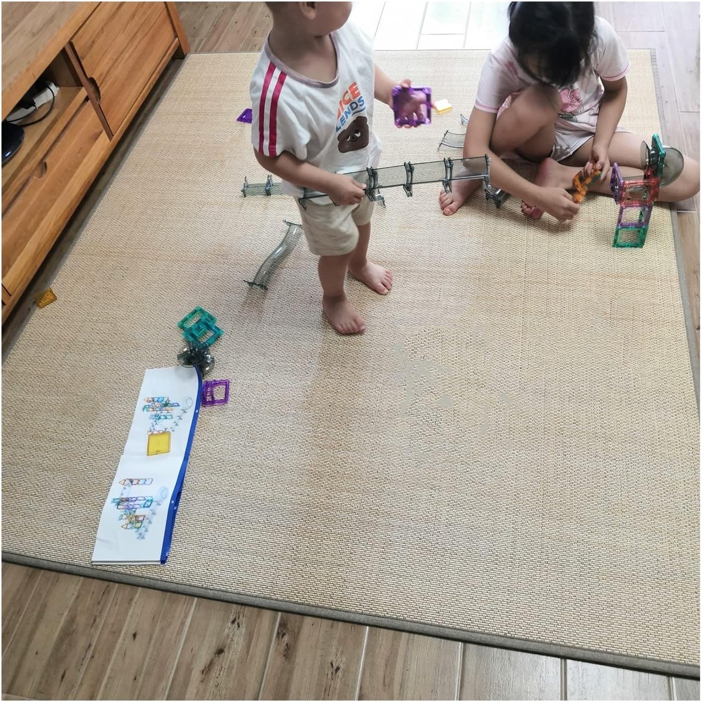 KKCF Fibra Natural Bambú Alfombra, Alfombra Japonesa Antideslizante Anticolisión Sala Estar, Alfombra Área Relleno Esponja Suave Balcón Pasillo Estudio, 2Cm Grosor