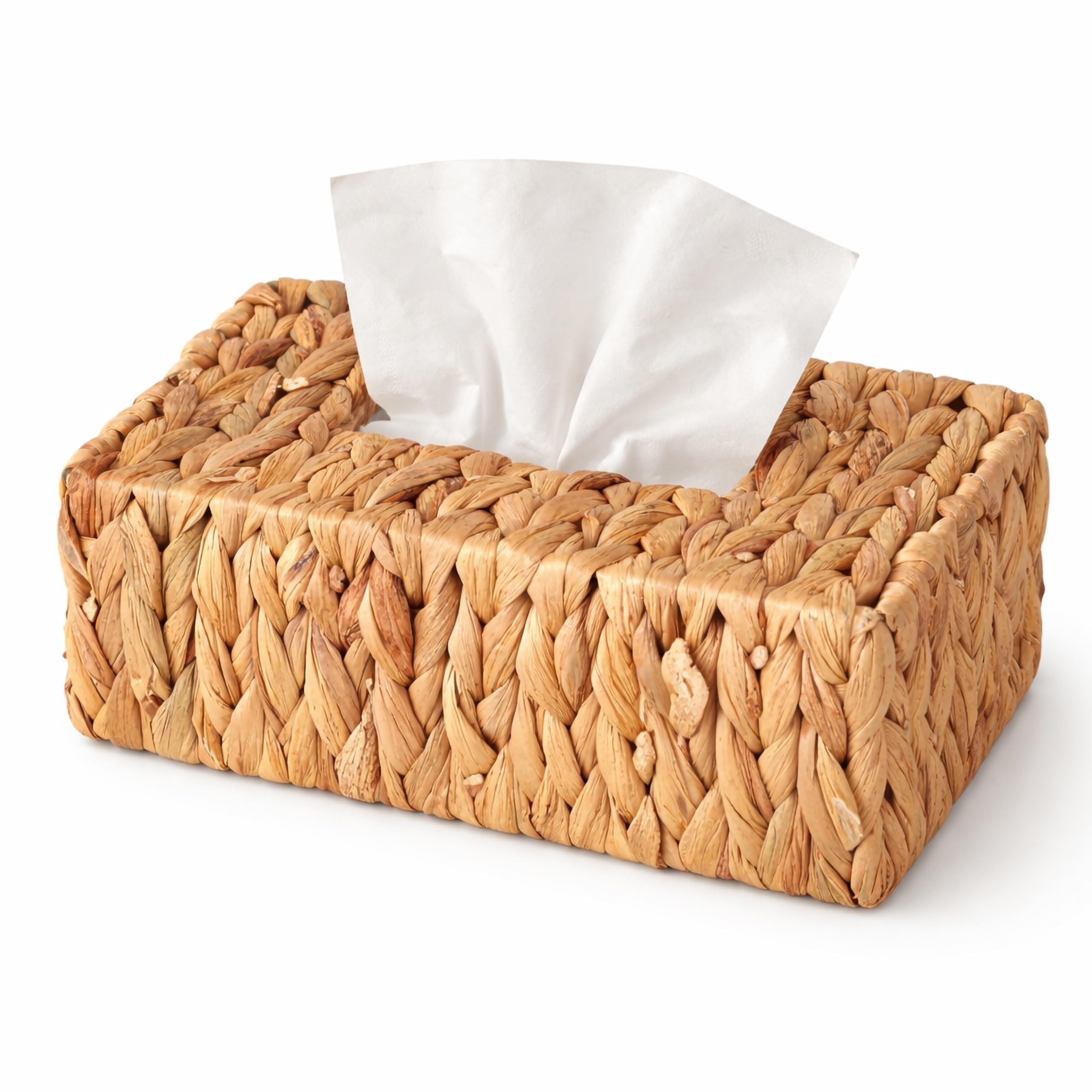 Vintiquewise Water Hyacinth Wicker Tissue Box Cover Rectangle Kleenex Box Cover Seagrass Tissue Holder for Bathroom or Office