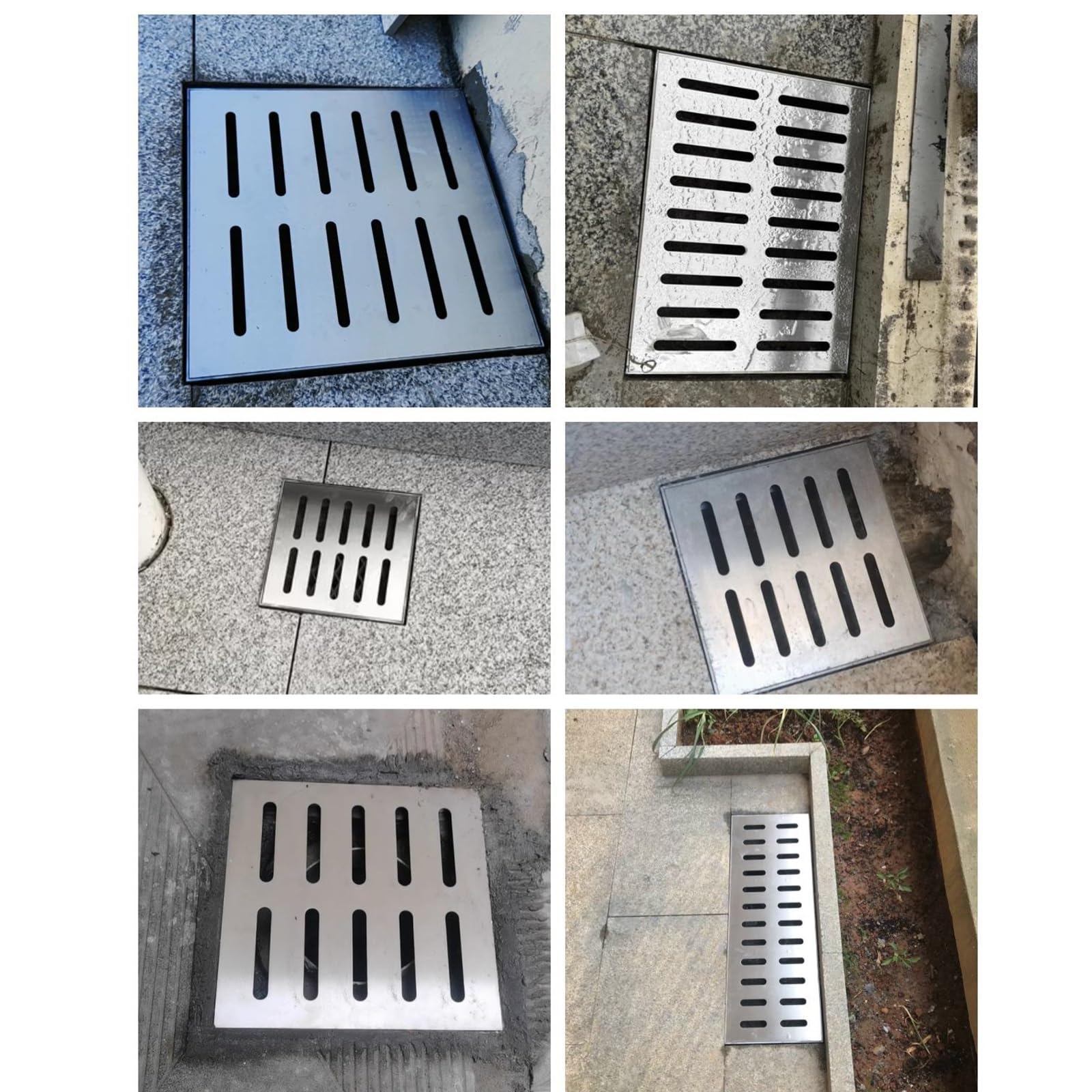 Rejilla de Drenaje para Exteriores de Acero Inoxidable, Tapa Sumidero Terraza y Marco, Rejilla Sumidero para Sumideros de Baños, Aceras Y Patios(25cm/10in)