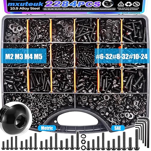 Miniatura 7 de mxuteuk Kit de tornillos M3 de 620 piezas, tornillos M3 adecuados para impresoras 3D, pernos M3 de acero de aleación de grado 12.9, M3 x