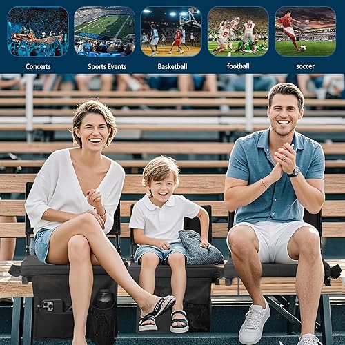 Miniatura 2 de Asiento de estadio extra ancho con respaldo Respaldo alto ajustable y acolchado grueso Sillas gradas con respaldo y cojín, incluye soporte para