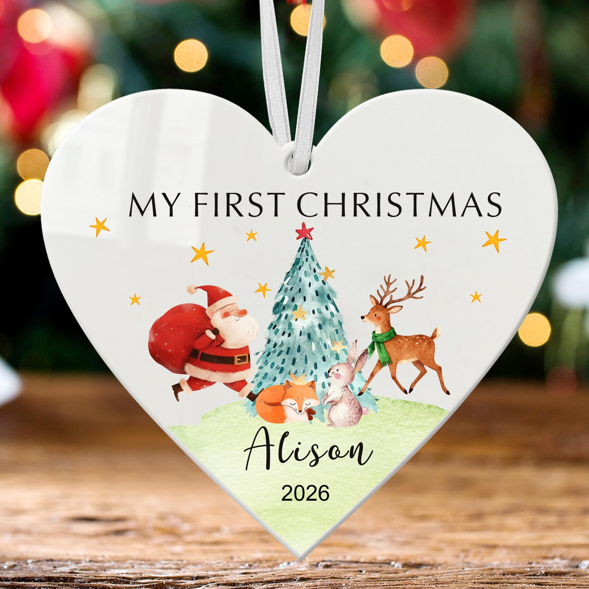 Personalised Babys First Christmas Bauble 2026, Baby 1st Christmas Bauble, Personalised Xmas Baubles, Custom Xmas Tree Decorations Ornaments for New Baby Toddler Boy Girl(Design 4, Heart) — image 1