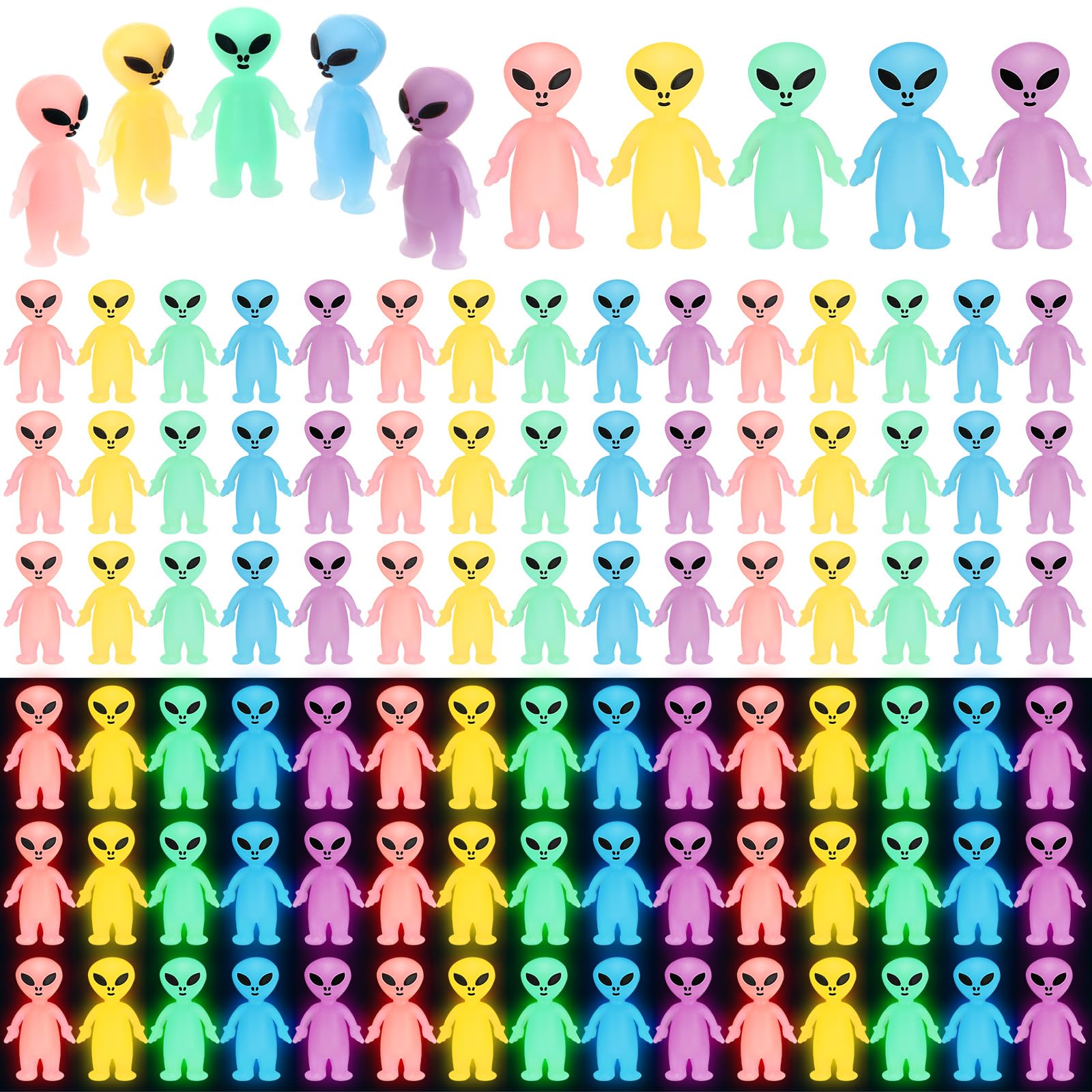 Amazon | CroBlissful カラフルなミニエイリアンフィギュア 暗闇