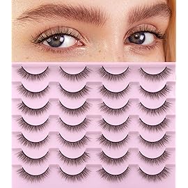 Kiromiro Natural Lashes 10mm Wispy False Eyelashes Natural Look Faux Mink Wispies Eyelashes Soft Strip Lashes Pack (No Glue Included)