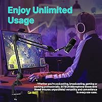 Vista 5 de IXTECH Microphone Boom Arm Stand, Heavy Duty Adjustable Mic Stand with Cable Ties, Desk Mount Arm Stand for Gaming Streaming Podcasting.