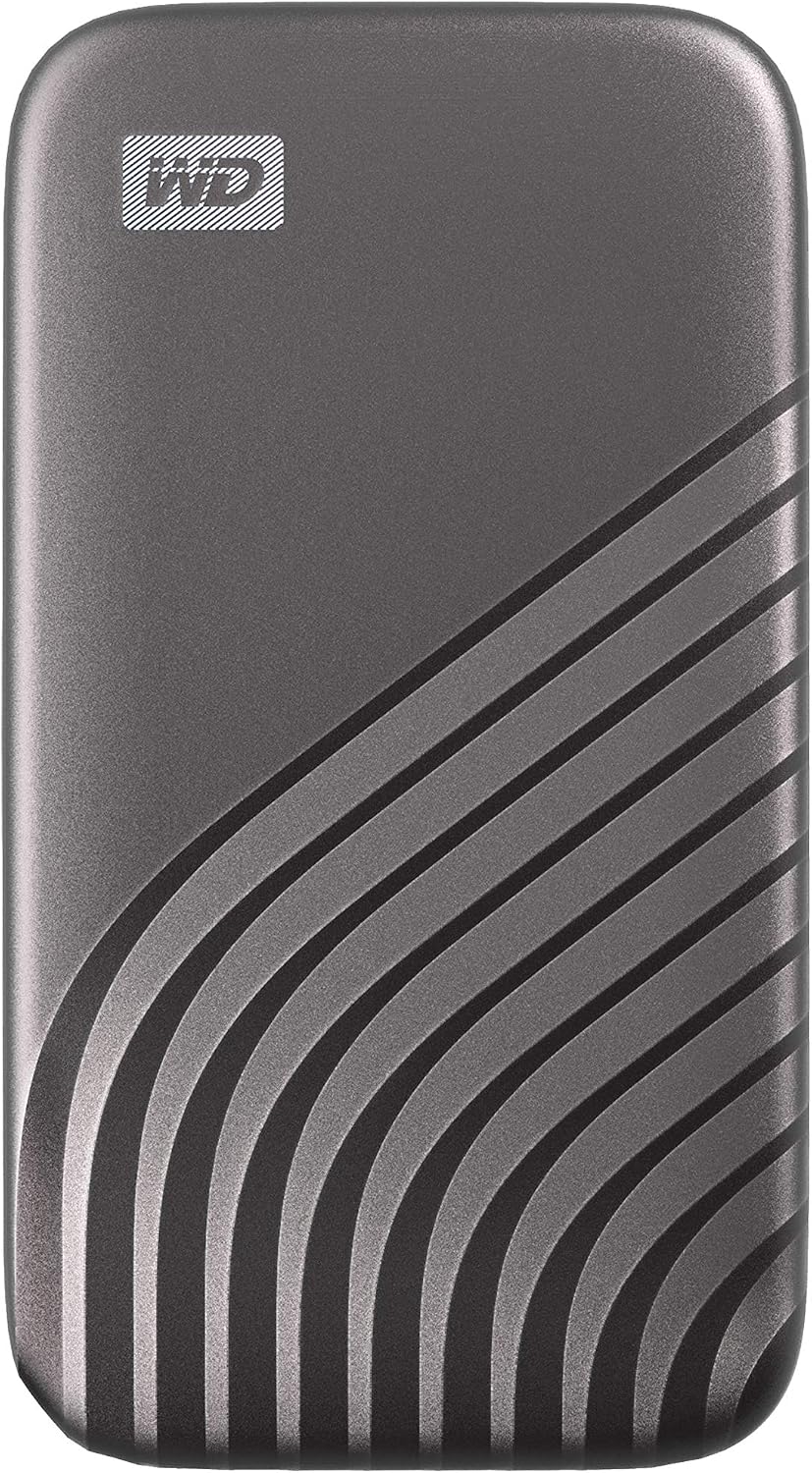 Western Digital 2TB My Passport SSD Portable External Solid State Drive, Gray, Sturdy and Blazing Fast, Password Protection with Hardware Encryption - WDBAGF0020BGY-WESN