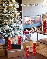 Vista 5 de Vela sin llama roja con luz de cuerda de hadas, llama de gota de agua, simulación avanzada de llama LED con velas remotas y temporizadas, alimentada