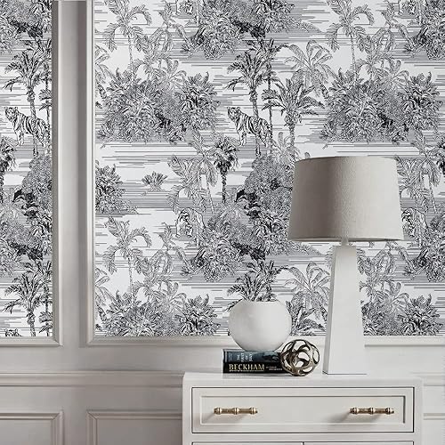 Papel pintado de animales tropicales de la selva de 157 x 118 pulgadas papel tapiz de leopardo y tigre autoadhesivo extraíble papel de contacto