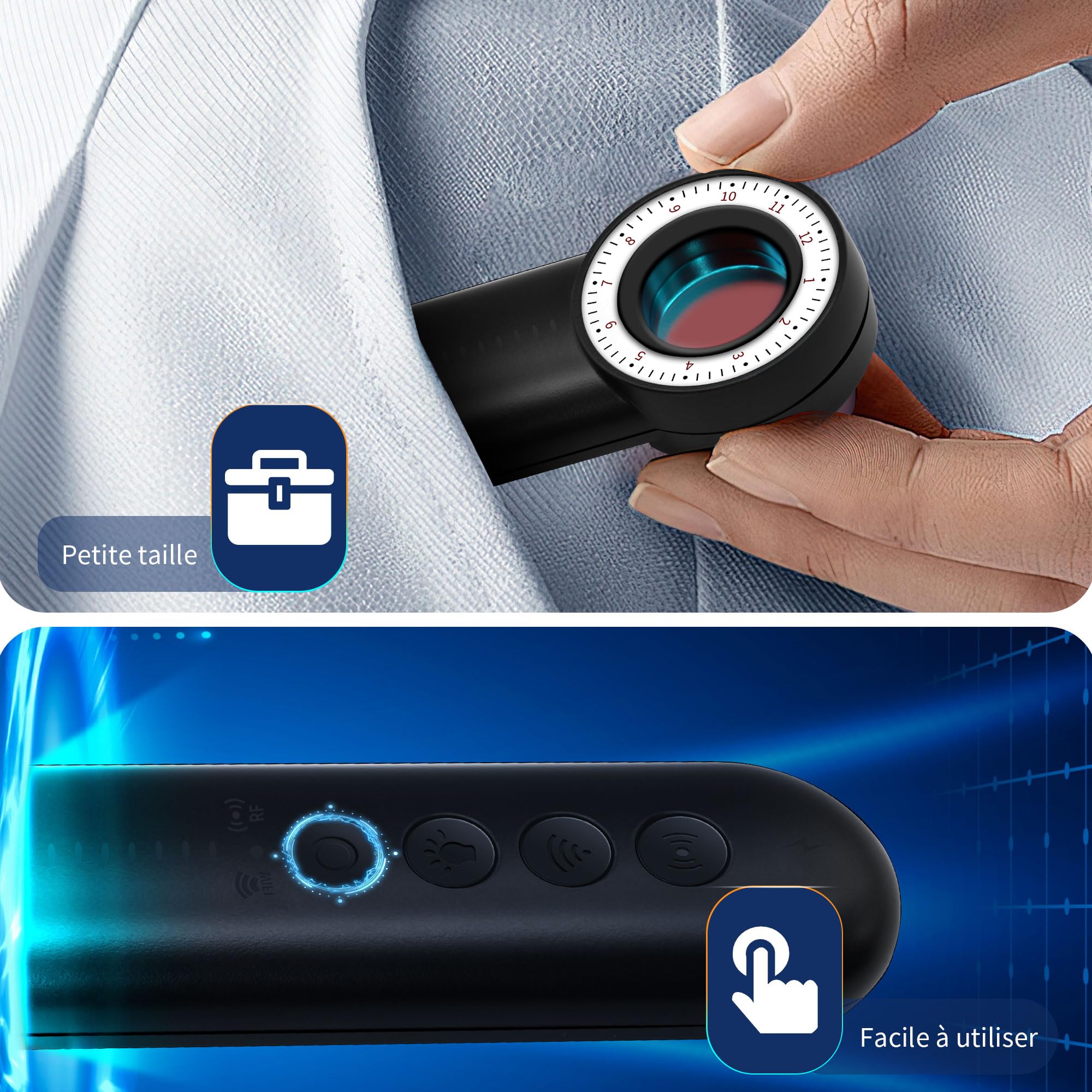 Détecteur Micro Espion, Détecteur Anti Espion, Detecteur de Camera et Micro Espion, GPS Tracker Scanner, Scanner de Signal RF sans Fil Détecteur de Bugs pour Hôtel, Bureau, Voiture, Voyage, Domicile