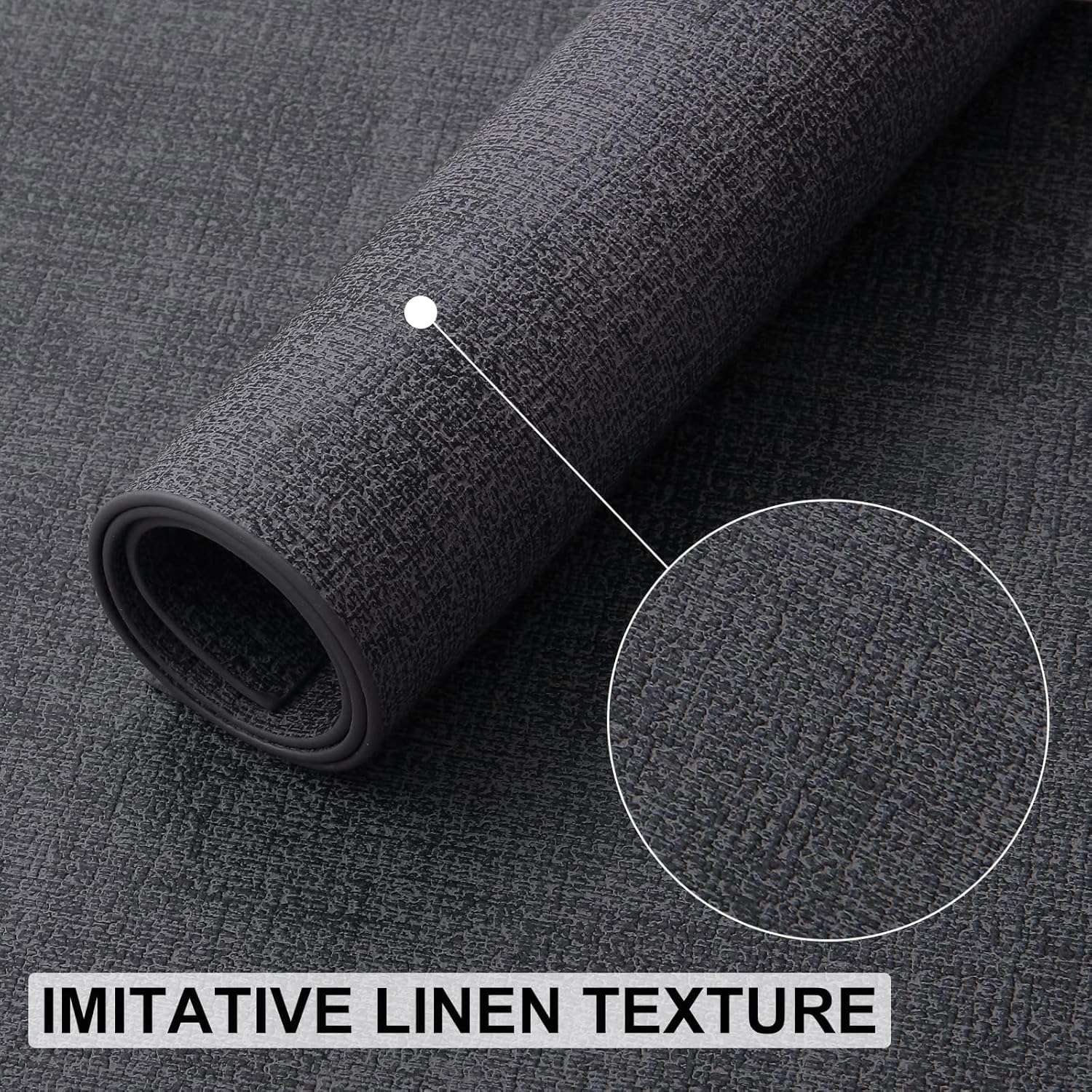 homing Faux Leather Heat Resistant Placemats 6 Packs, Waterproof Wipeable Dining PU Place Mats for Indoor & Outdoor, Easy to Clean, Charcoal