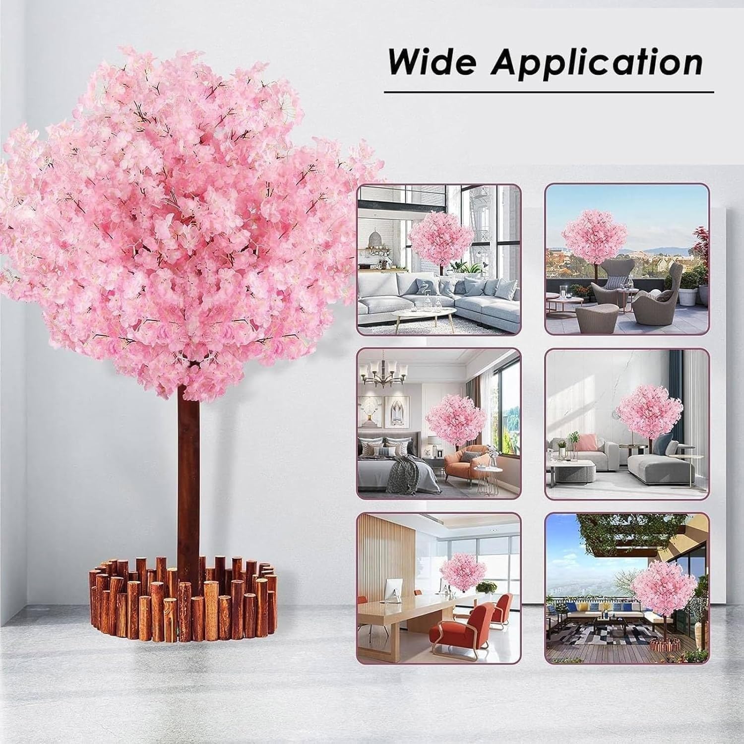 Albero Di Ciliegio Artificiale Con Foglie, Ciliegio Fatto A Mano, Albero Di Ciliegio Artificiale Albero Dei Desideri Finto Rosa, Albero Di Ciliegio Finto Fatto A Mano, Fiori Rosa,Round-1.5x1m