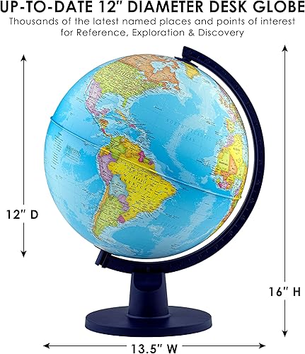 Miniatura 3 de Waypoint Geographic Scout+ con mapa, globo mundial para niños, globo decorativo para aula con soporte, más de 4000 lugares, interactivo de 12