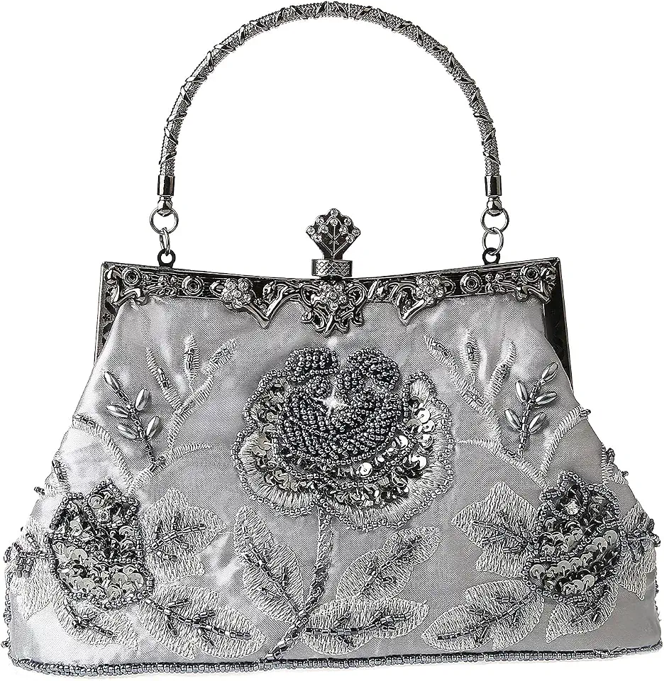DA BODAN Vintage Rhinestone Embroidery Evening Handbag