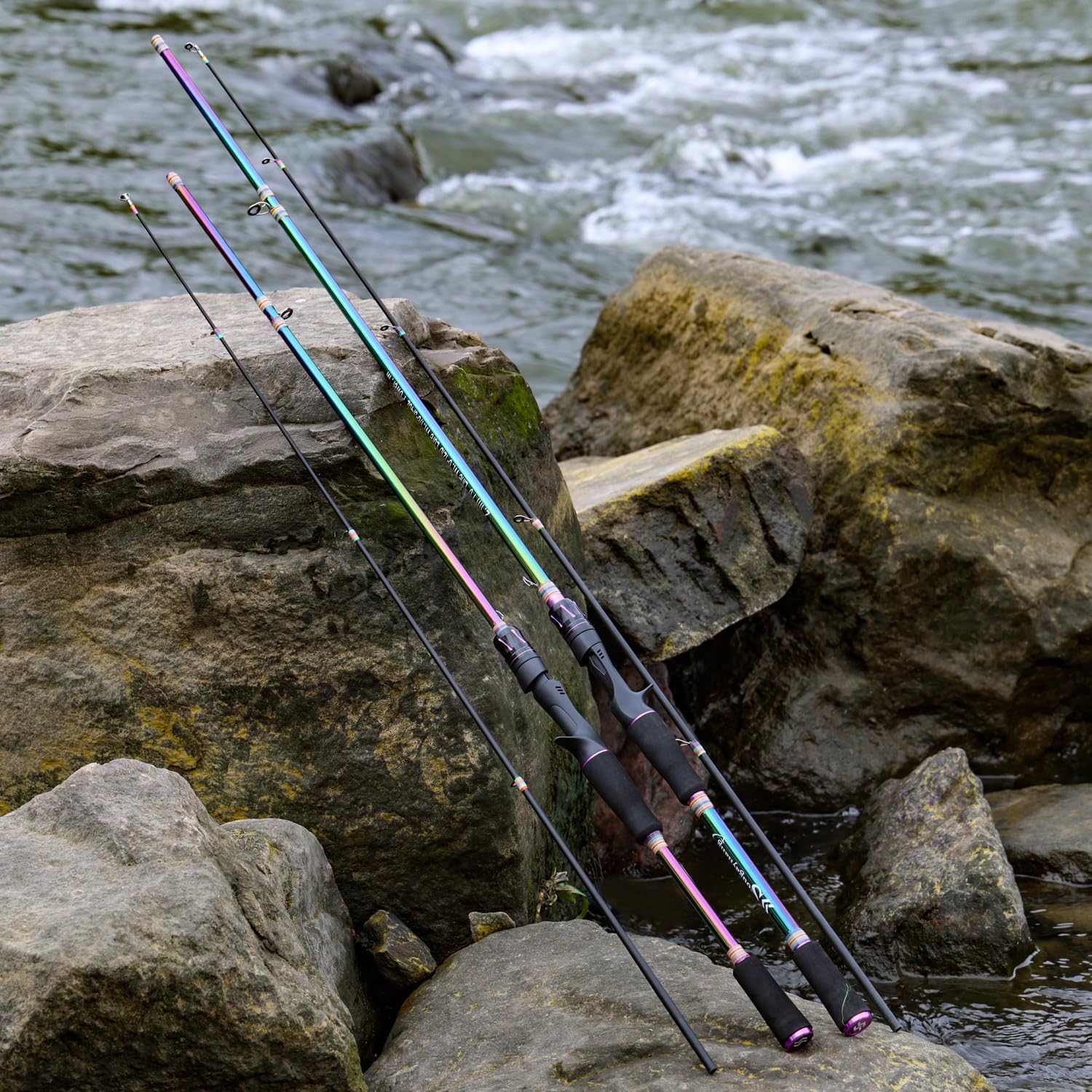 Sougayilang Fishing Rods, 2-Section Carbon Fiber Spinning&Casting Rod with Comfortable Cork Handle Suit for Freshwater Saltwater Night Fishing Pole