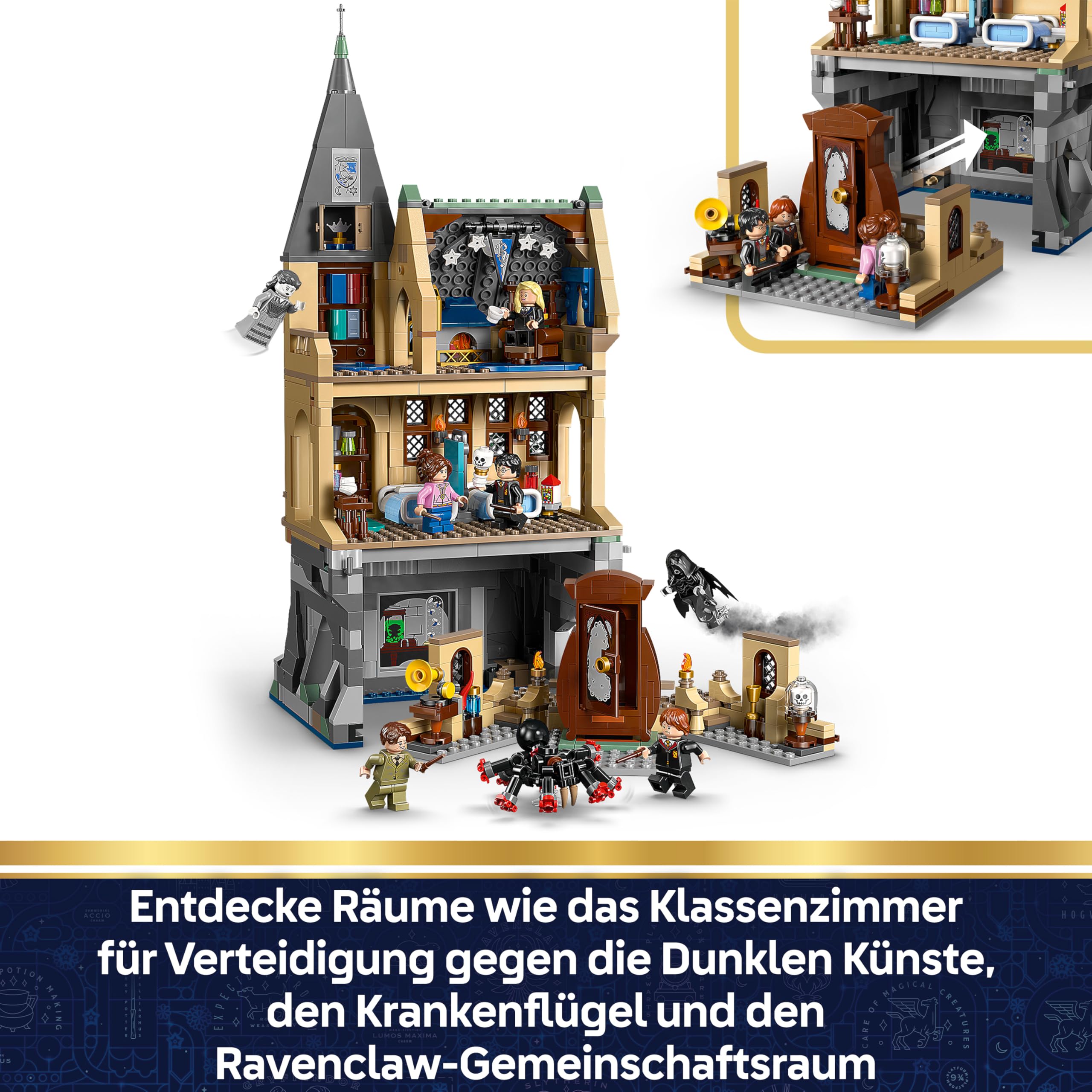 LEGO Harry Potter Schloss Hogwarts: Krankenflügel - DIY Set mit 7 Minifiguren - Modellbau mit Hermine und Ron Figuren - Kreatives Geschenk für Mädchen, Jungen und Fans ab 9 Jahren - 76463