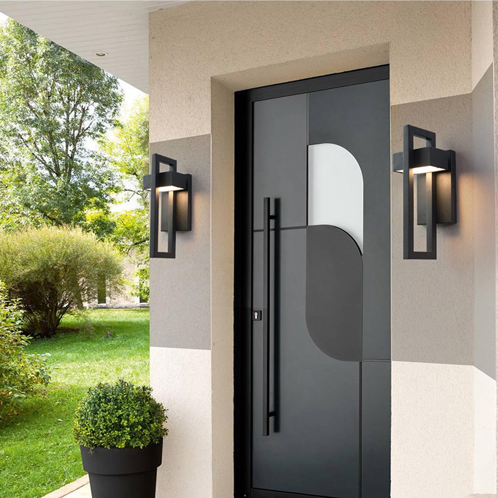 LED Esterno Applique da Parete Impermeabile IP65 Metallo Lampada da Parete Moderna Nero Iluminazioni per Pareti Interno/Esterni per Corridoio Balcone Giardino Terrazzo (Nero Luce Naturale,35cm)