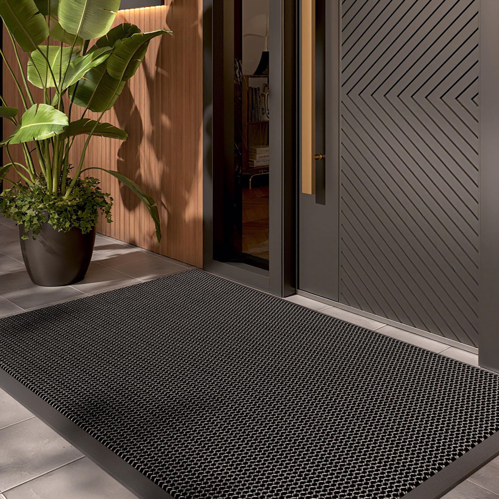 Genérico Felpudo De Puerta De Nailon Antideslizante,Alta Resiliencia con Estampado,H,90x120cm(35x47inch) | Resistente a las manchas y al desgaste