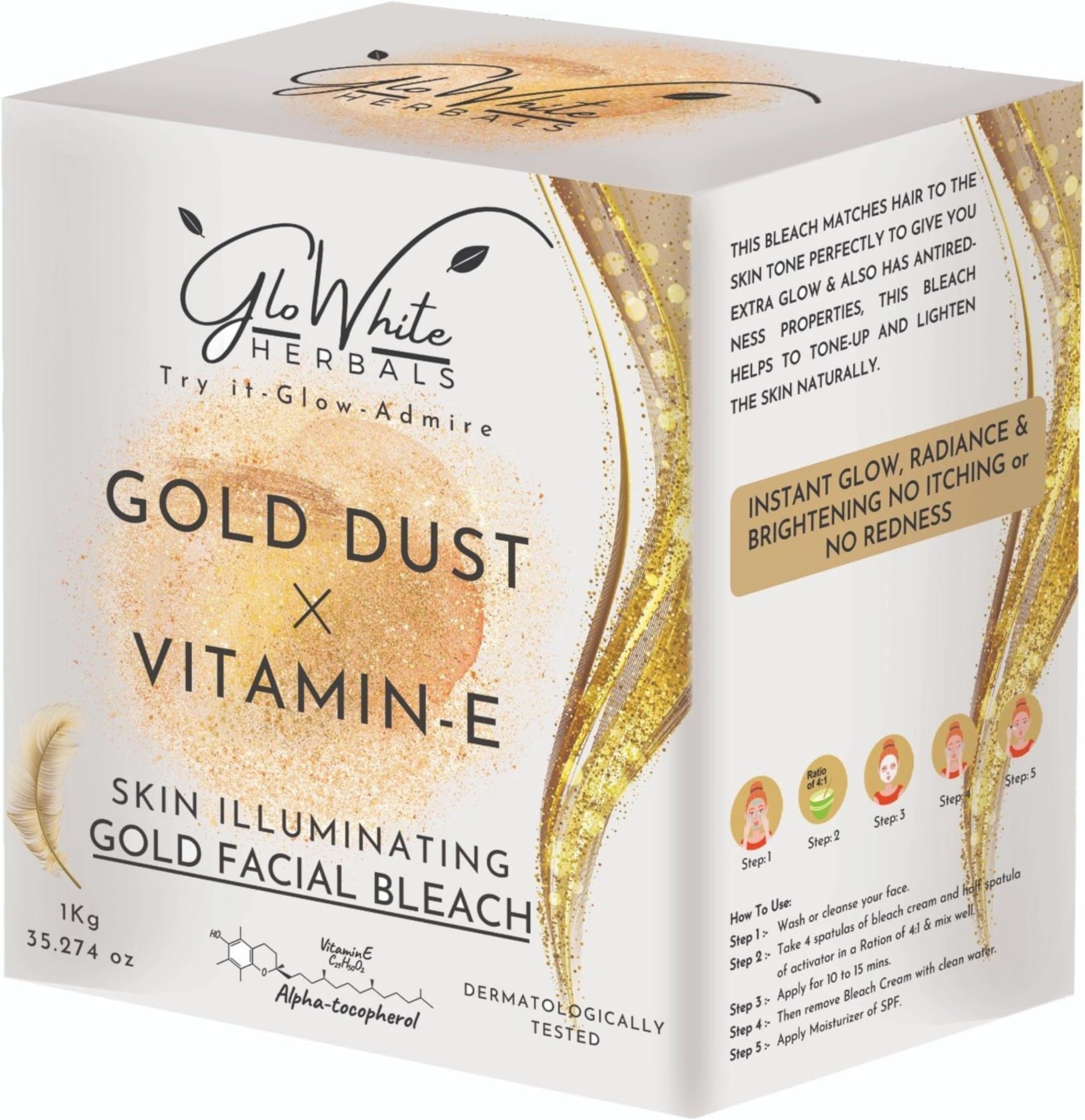 Gold Bleach for Face & Body for Women | Instant Radiance & Glow | No-Itching & No-Redness Unisex Formula | for All Skin Types | 1kg