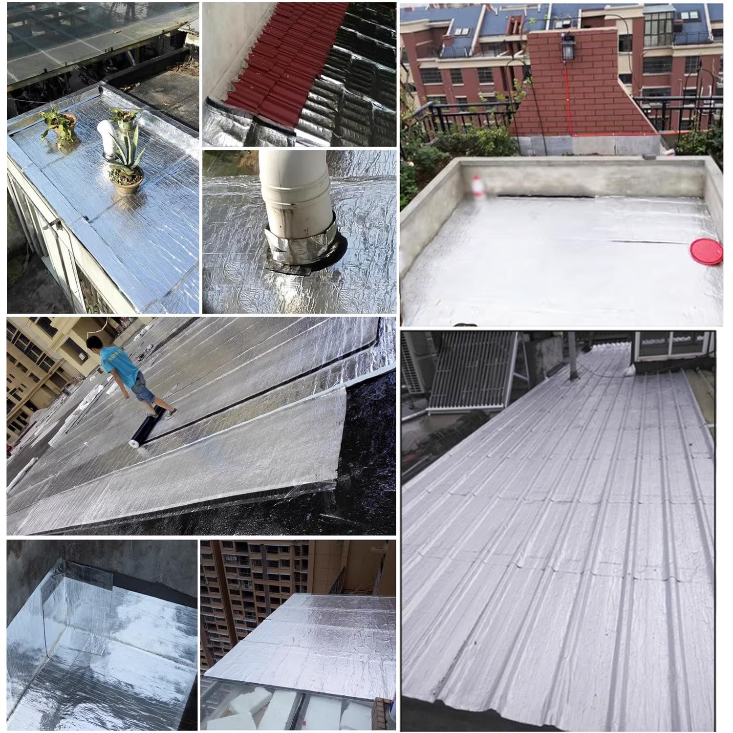 Banda Autoadhesiva Bituminosa,Cinta de Aluminio Impermeable Cinta de Sellado Autoadhesiva para Grieta Superficial de Casas,Fuga de Agua y Reparación de Tuberías,Personalizable (0.6x9m)