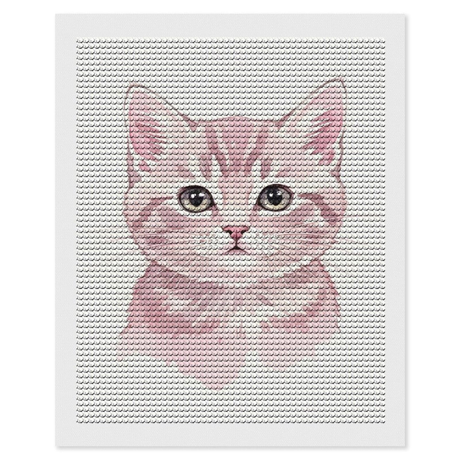 Junmoney Watercolor Painting of A Pink Kitten Diamond Painting Kit 16"x20", Easy Handmade Project, Cosy Home Accent, for Craft Lovers, Holiday Gift Idea