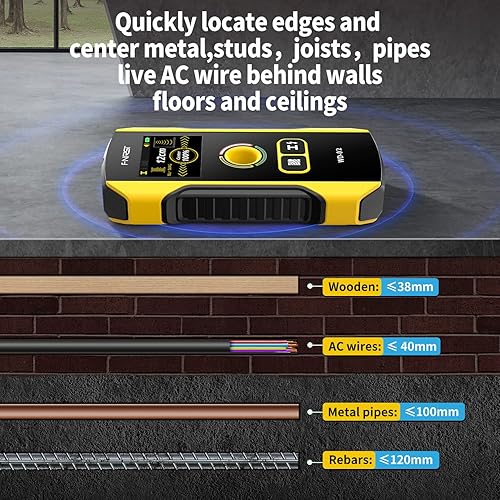Miniatura 5 de FNIRSI - Escáner de pared WD-02 mejorado con pantalla TFT WD-02 con chip HPC, escáner de pared con orificio de posicionamiento para centro y borde