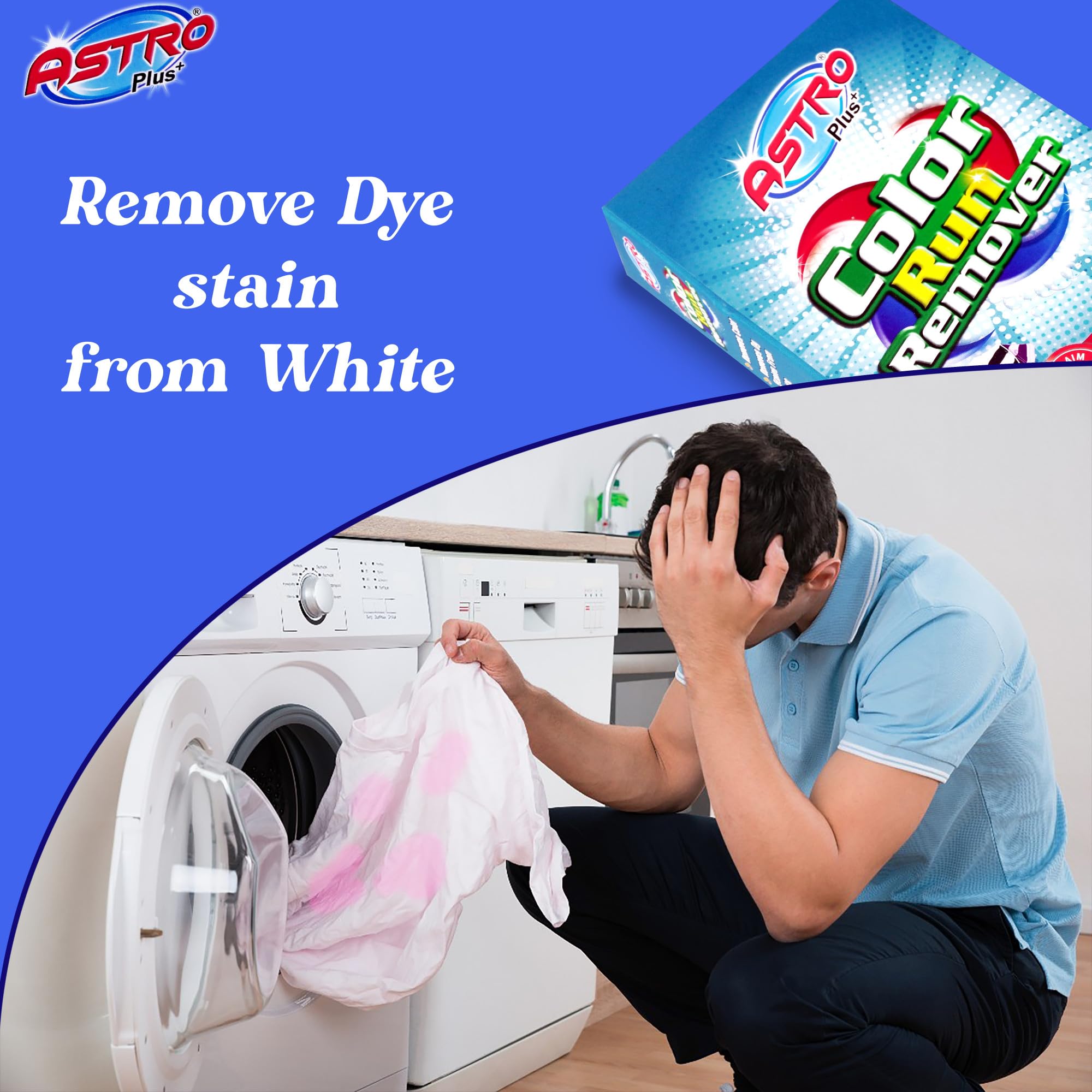 ASTRO PLUS + Ultimate Color Run Remover, Say Goodbye to Stains Powerful, Color Bleed Eliminator Stain Remover, Advanced Clothes Color Run Remover Powder (1) 3