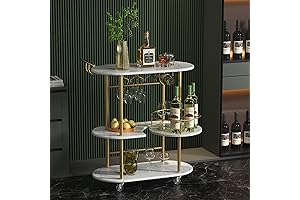 Gold Bar Cart with 4-Tier Storage Shelves: An Oasis for Entertaining