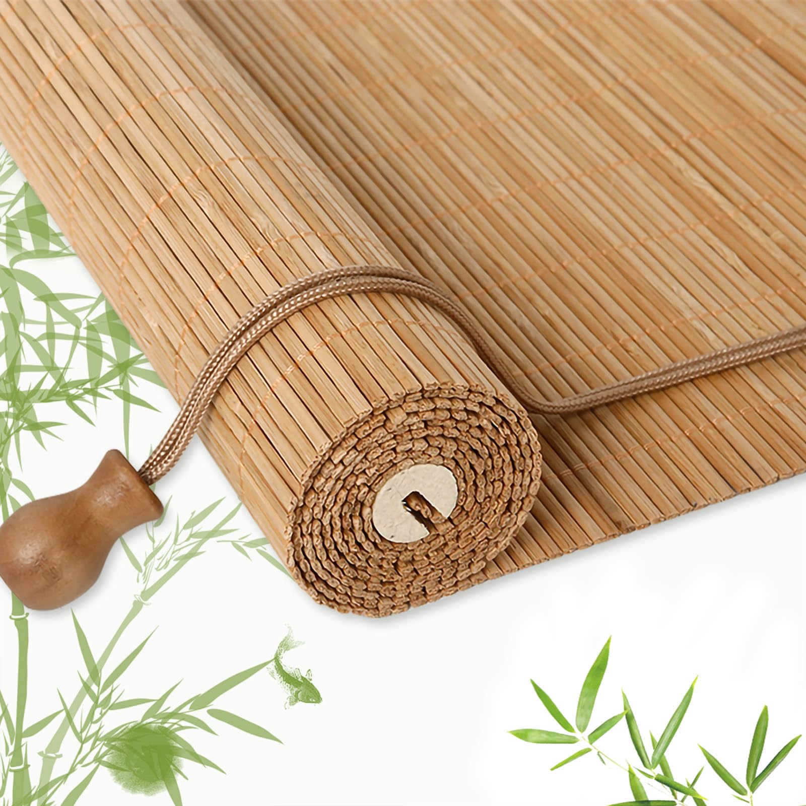 EVOZEN Bamboo Blinds for Interior Windows, Custom Bamboo Shades for Indoor Windows, Roller Shades for Indoor Window and Outdoor Patio, Easy to Install