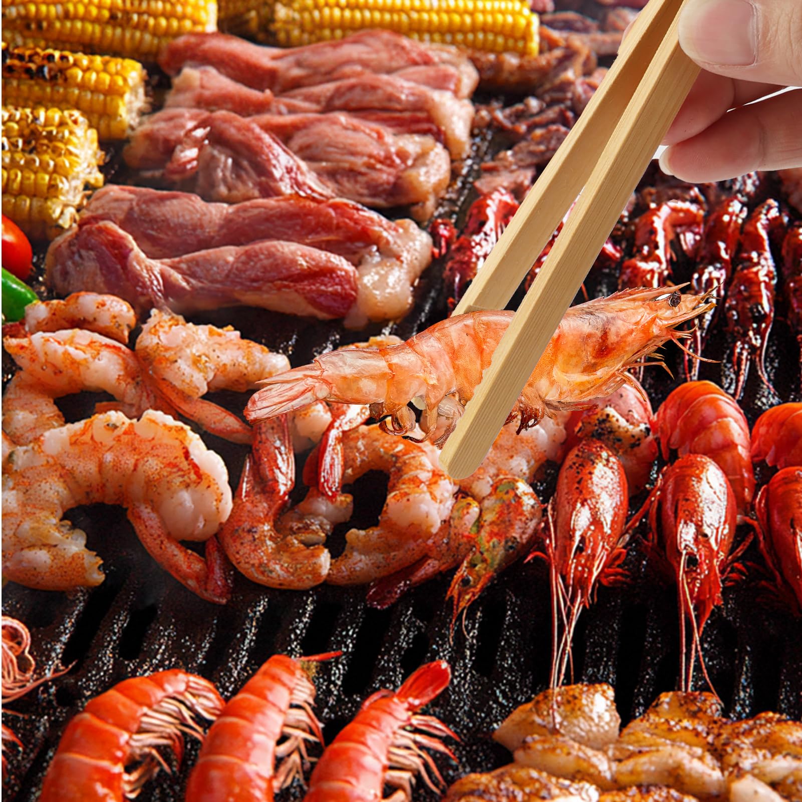 Alicates de bambú 6 Unidades - Alicates para Servir, Mookata Hot Pot, Korean BBQ y Más