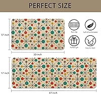 Vista 3 de Mid Century Atomic Kitchen Rugs Sets of 2 Non Slip Washable, Fifties Retro Kitchen Mats Home Decor Modern Rug Decorations Indoor